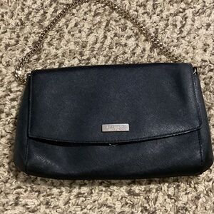 Kate Spade Black Leather Clutch with Chain Strap